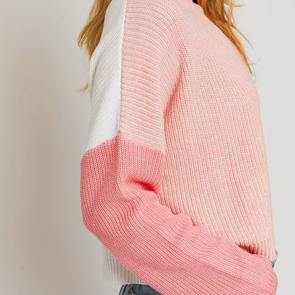 Cute Stylish Color Block Oversize Cropped Top Sweater
