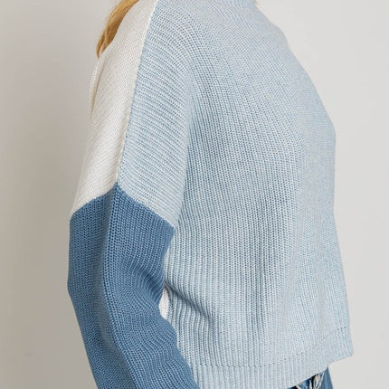 Cute Stylish Color Block Oversize Cropped Top Sweater