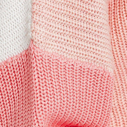Cute Stylish Color Block Oversize Cropped Top Sweater