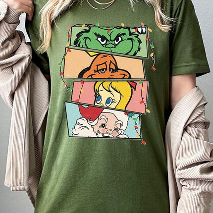 Merry Grinchmas Christmas Holiday Unisex Short Sleeve Graphic Tee T-Shirt - Accessoriesforever