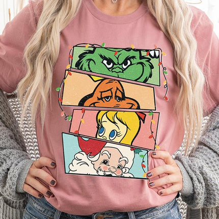 Merry Grinchmas Christmas Holiday Unisex Short Sleeve Graphic Tee T-Shirt - Accessoriesforever