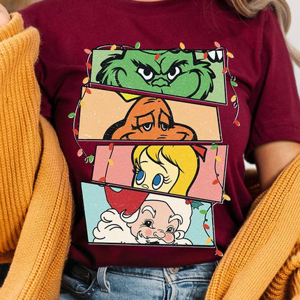 Merry Grinchmas Christmas Holiday Unisex Short Sleeve Graphic Tee T-Shirt - Accessoriesforever