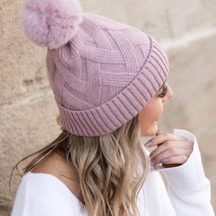 Classic Cable Soft Knit Plush Pom-Pom Fashion Beanie Hat - Accessoriesforever