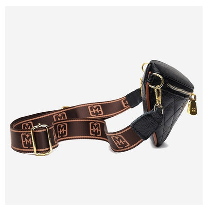 Chic Quilted Leather Crescent Sling Bag with Gold Accents
