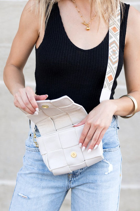 Elegant Geometric Strap Foldover Leather Crossbody Bag - Accessoriesforever