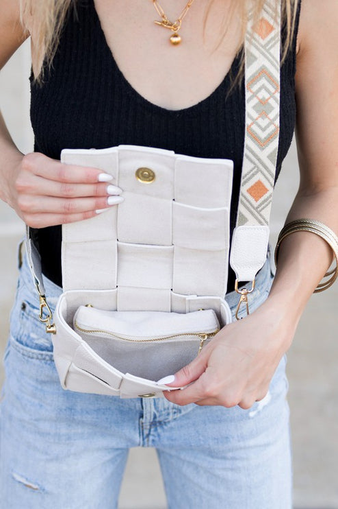 Elegant Geometric Strap Foldover Leather Crossbody Bag - Accessoriesforever