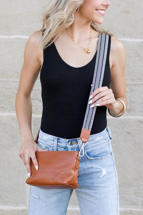 Versatile Geometric Strap Detail Leather Crossbody Bag - Accessoriesforever