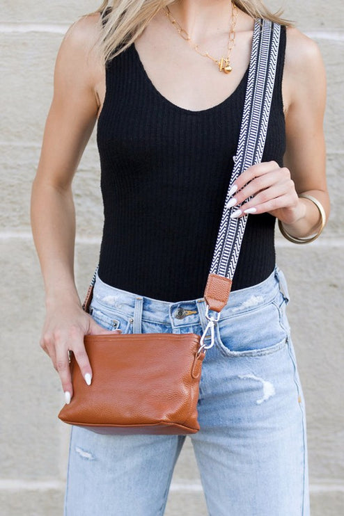 Versatile Geometric Strap Detail Leather Crossbody Bag - Accessoriesforever
