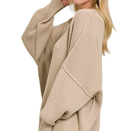 Stylish Comfy Fashion Side Slit Oversized Sweater - Accessoriesforever