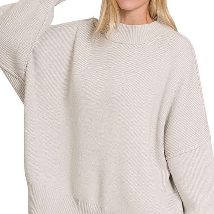 Stylish Comfy Fashion Side Slit Oversized Sweater - Accessoriesforever