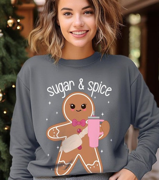 Cozy Sugar & Spice Gingerbread Christmas Holiday Unisex Long Sleeve Top Sweatshirt - Accessoriesforever