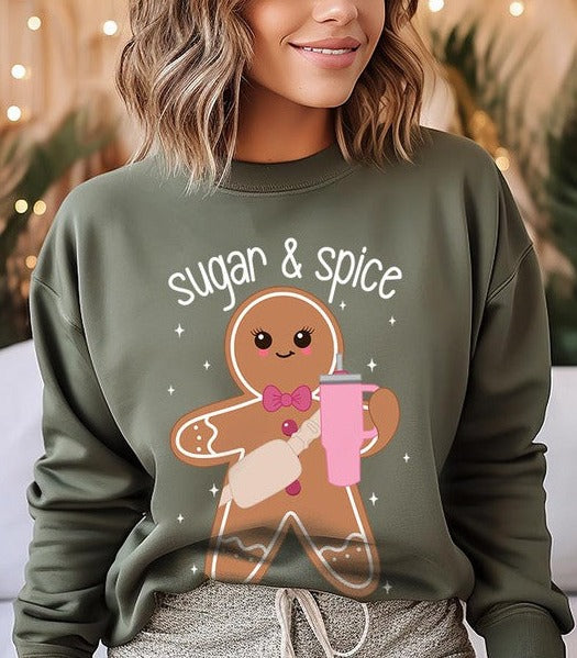Cozy Sugar & Spice Gingerbread Christmas Holiday Unisex Long Sleeve Top Sweatshirt - Accessoriesforever