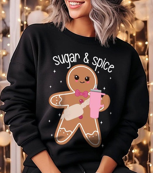 Cozy Sugar & Spice Gingerbread Christmas Holiday Unisex Long Sleeve Top Sweatshirt - Accessoriesforever