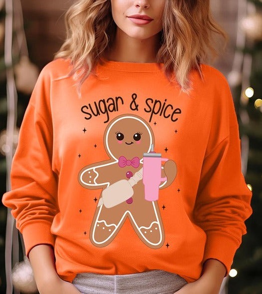 Cozy Sugar & Spice Gingerbread Christmas Holiday Unisex Long Sleeve Top Sweatshirt - Accessoriesforever