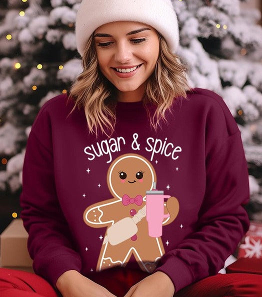 Cozy Sugar & Spice Gingerbread Christmas Holiday Unisex Long Sleeve Top Sweatshirt - Accessoriesforever