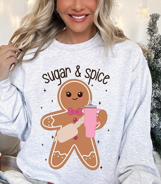 Cozy Sugar & Spice Gingerbread Christmas Holiday Unisex Long Sleeve Top Sweatshirt - Accessoriesforever