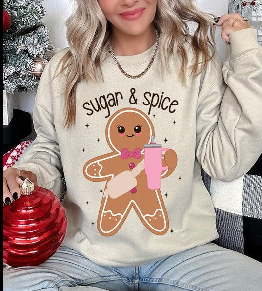 Cozy Sugar & Spice Gingerbread Christmas Holiday Unisex Long Sleeve Top Sweatshirt - Accessoriesforever