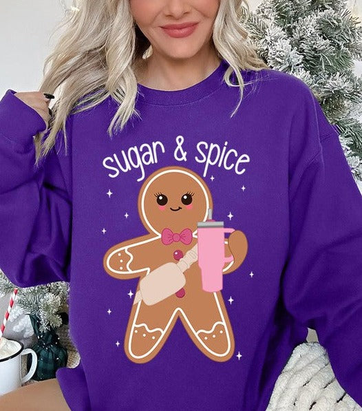 Cozy Sugar & Spice Gingerbread Christmas Holiday Unisex Long Sleeve Top Sweatshirt - Accessoriesforever