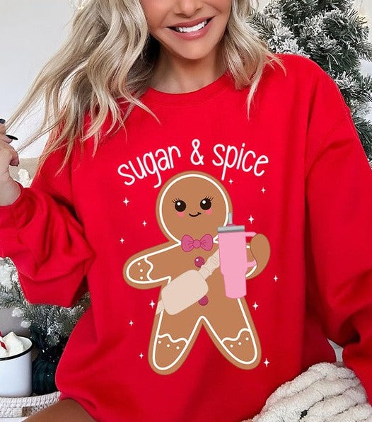 Cozy Sugar & Spice Gingerbread Christmas Holiday Unisex Long Sleeve Top Sweatshirt - Accessoriesforever