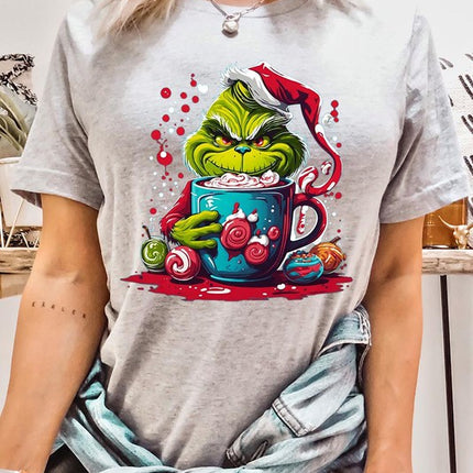 Giggling Grinch Christmas Holiday Unisex Short Sleeve Graphic Tee T-Shirt - Accessoriesforever