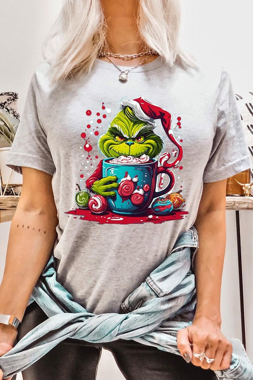 Giggling Grinch Christmas Holiday Unisex Short Sleeve Graphic Tee T-Shirt