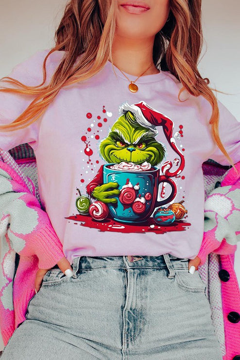 Giggling Grinch Christmas Holiday Unisex Short Sleeve Graphic Tee T-Shirt