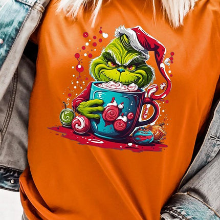 Giggling Grinch Christmas Holiday Unisex Short Sleeve Graphic Tee T-Shirt - Accessoriesforever
