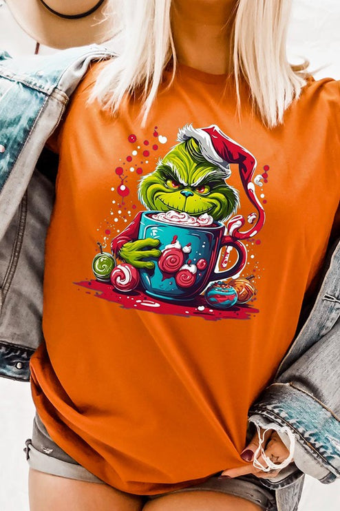 Giggling Grinch Christmas Holiday Unisex Short Sleeve Graphic Tee T-Shirt - Accessoriesforever