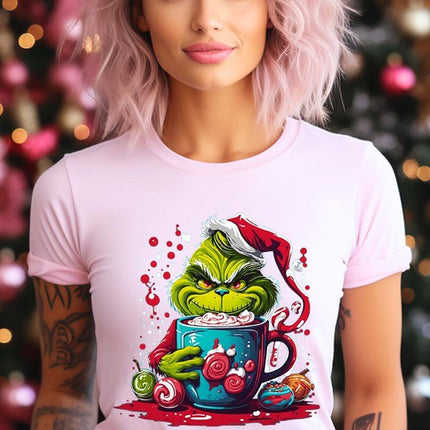 Giggling Grinch Christmas Holiday Unisex Short Sleeve Graphic Tee T-Shirt - Accessoriesforever