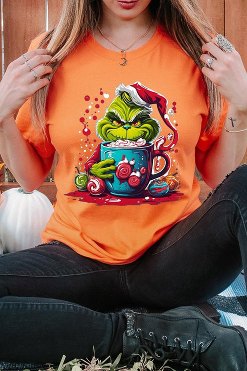 Giggling Grinch Christmas Holiday Unisex Short Sleeve Graphic Tee T-Shirt - Accessoriesforever