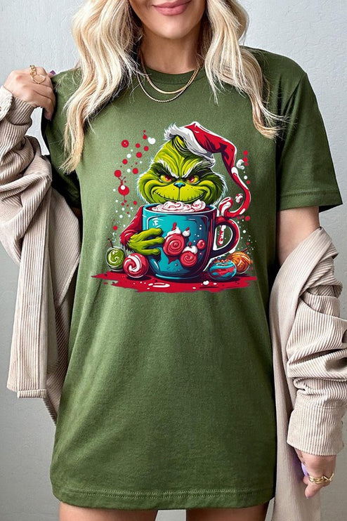 Giggling Grinch Christmas Holiday Unisex Short Sleeve Graphic Tee T-Shirt - Accessoriesforever