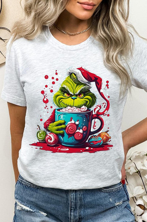 Giggling Grinch Christmas Holiday Unisex Short Sleeve Graphic Tee T-Shirt - Accessoriesforever