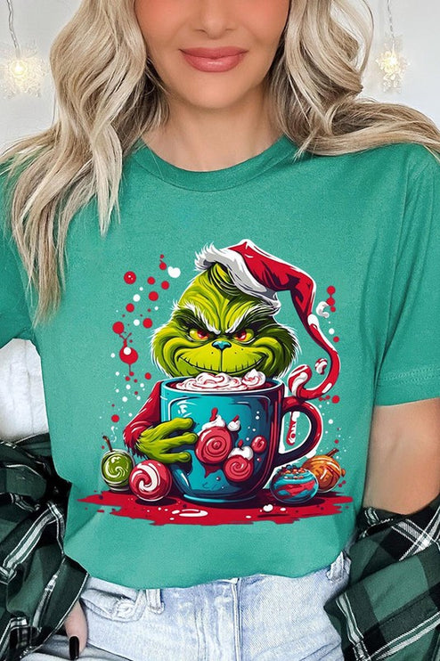 Giggling Grinch Christmas Holiday Unisex Short Sleeve Graphic Tee T-Shirt - Accessoriesforever