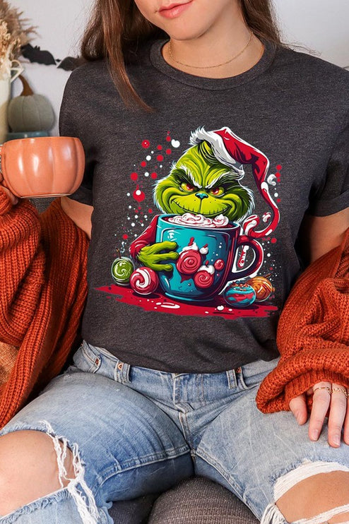 Giggling Grinch Christmas Holiday Unisex Short Sleeve Graphic Tee T-Shirt - Accessoriesforever