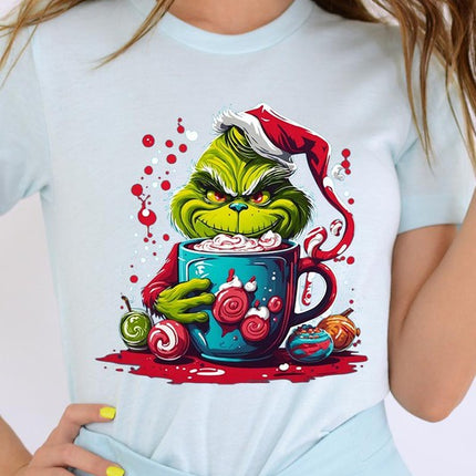 Giggling Grinch Christmas Holiday Unisex Short Sleeve Graphic Tee T-Shirt - Accessoriesforever