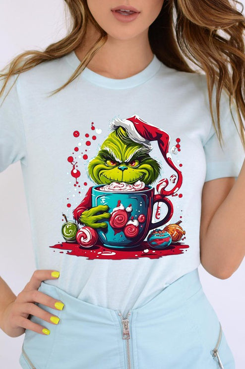 Giggling Grinch Christmas Holiday Unisex Short Sleeve Graphic Tee T-Shirt - Accessoriesforever