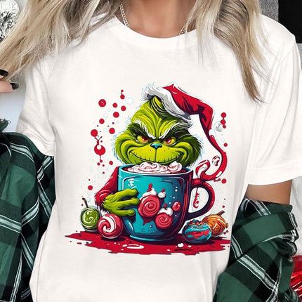 Giggling Grinch Christmas Holiday Unisex Short Sleeve Graphic Tee T-Shirt - Accessoriesforever