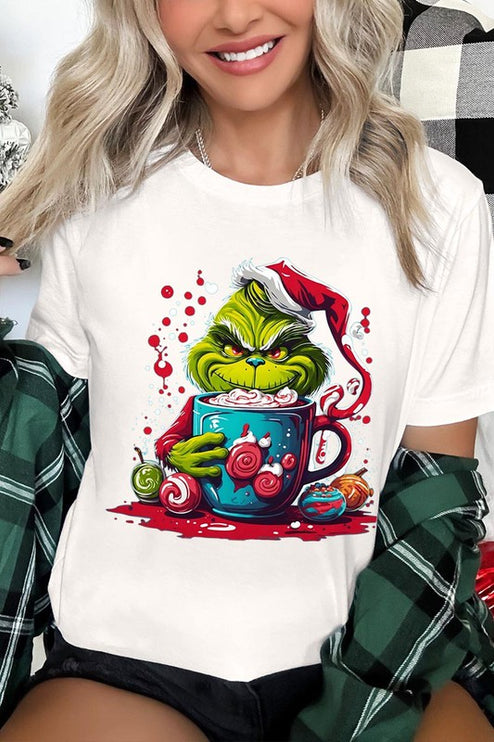 Giggling Grinch Christmas Holiday Unisex Short Sleeve Graphic Tee T-Shirt - Accessoriesforever
