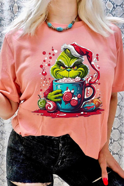 Giggling Grinch Christmas Holiday Unisex Short Sleeve Graphic Tee T-Shirt - Accessoriesforever