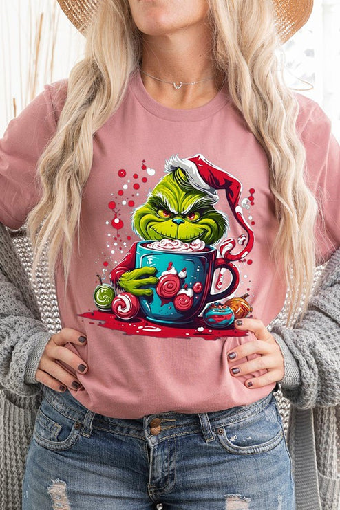 Giggling Grinch Christmas Holiday Unisex Short Sleeve Graphic Tee T-Shirt - Accessoriesforever