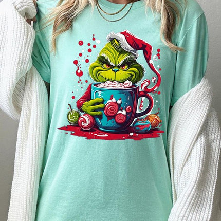 Giggling Grinch Christmas Holiday Unisex Short Sleeve Graphic Tee T-Shirt - Accessoriesforever