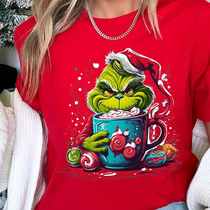 Giggling Grinch Christmas Holiday Unisex Short Sleeve Graphic Tee T-Shirt - Accessoriesforever