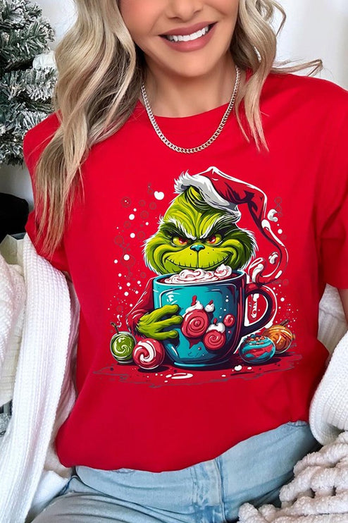 Giggling Grinch Christmas Holiday Unisex Short Sleeve Graphic Tee T-Shirt - Accessoriesforever