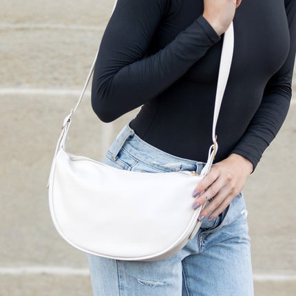 Modern Classic Vegan Leather Crescent Crossbody Sling Bag