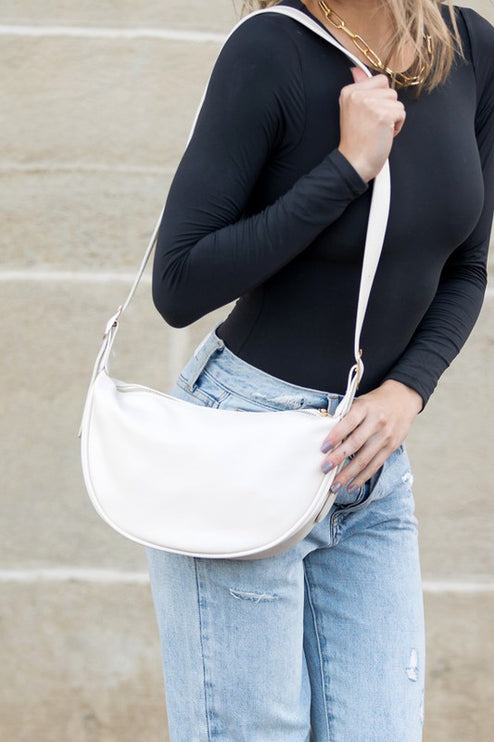 Modern Classic Vegan Leather Crescent Crossbody Sling Bag - Accessoriesforever