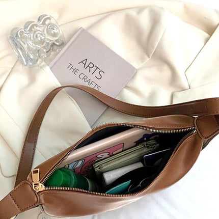 Modern Classic Vegan Leather Crescent Crossbody Sling Bag