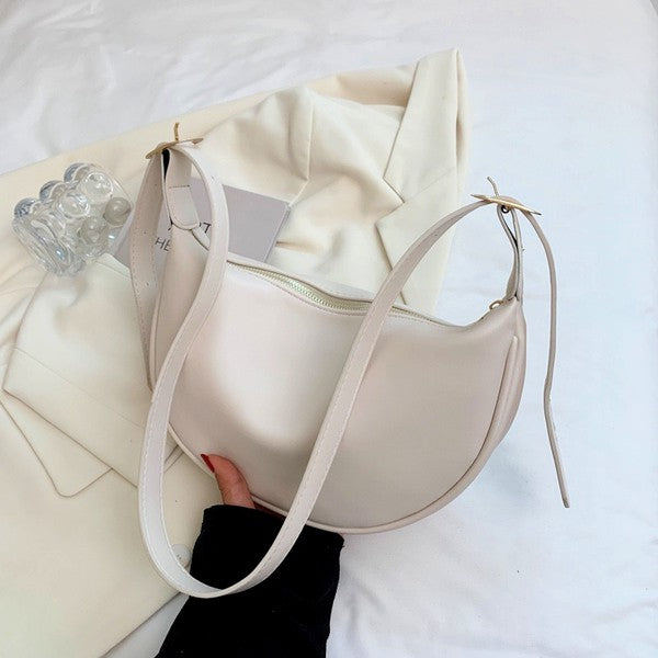 Modern Classic Vegan Leather Crescent Crossbody Sling Bag - Accessoriesforever