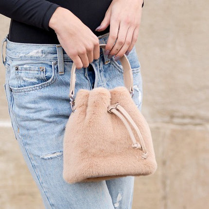 Chic Luxurious Soft Plush Faux Fur Top Handle Fashion Handbag Crossbody Bag - Accessoriesforever