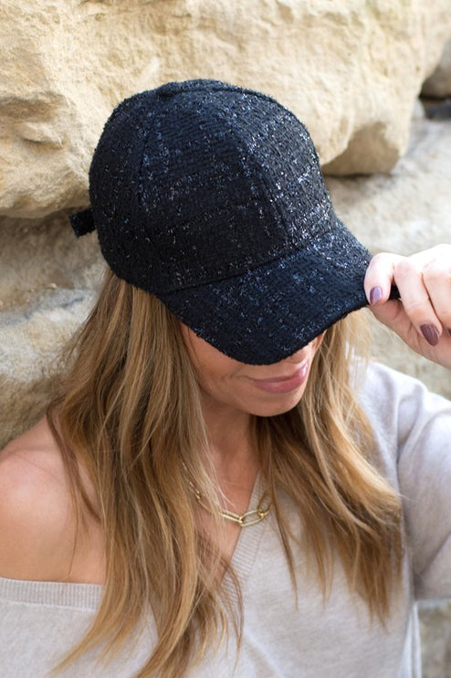 Chic Trendy Fashion Tweed Sparkle Weave Baseball Ball Cap Hat - Accessoriesforever