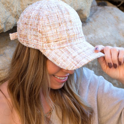 Chic Trendy Fashion Tweed Sparkle Weave Baseball Ball Cap Hat - Accessoriesforever